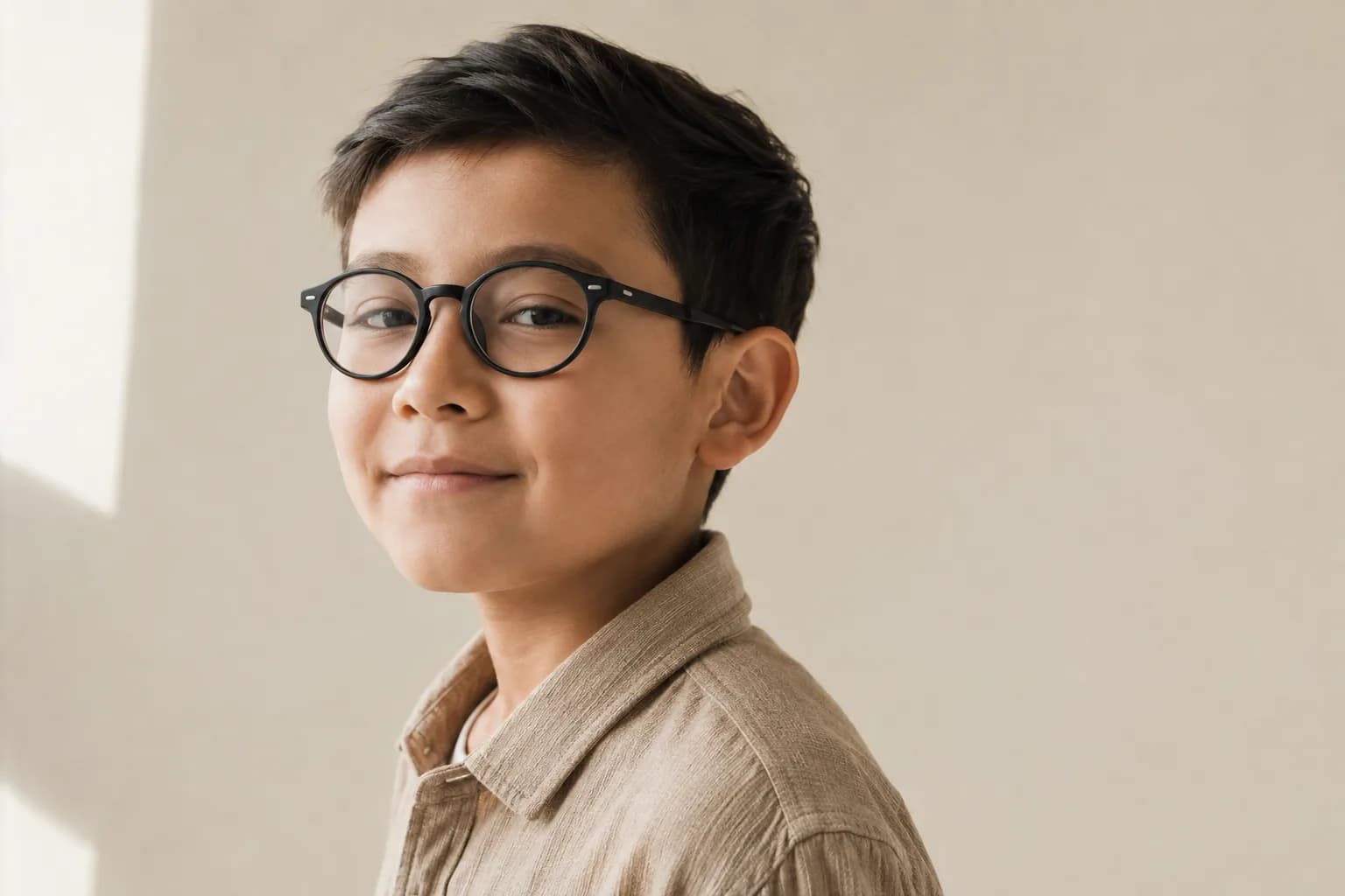 A boy wearing glasses with Stellest lenses